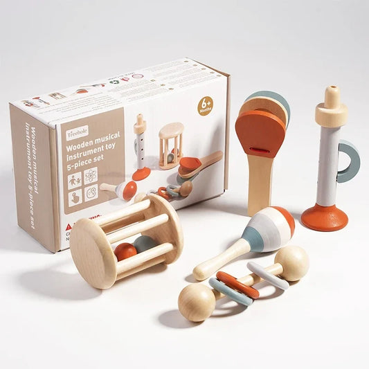 Wooden baby musical instrument set for a toddler