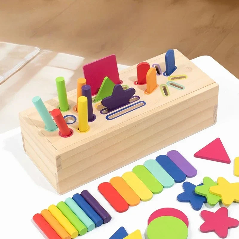 Wooden Geometric Solids Toy — beech blocks that grow with your child from stacking to sorting