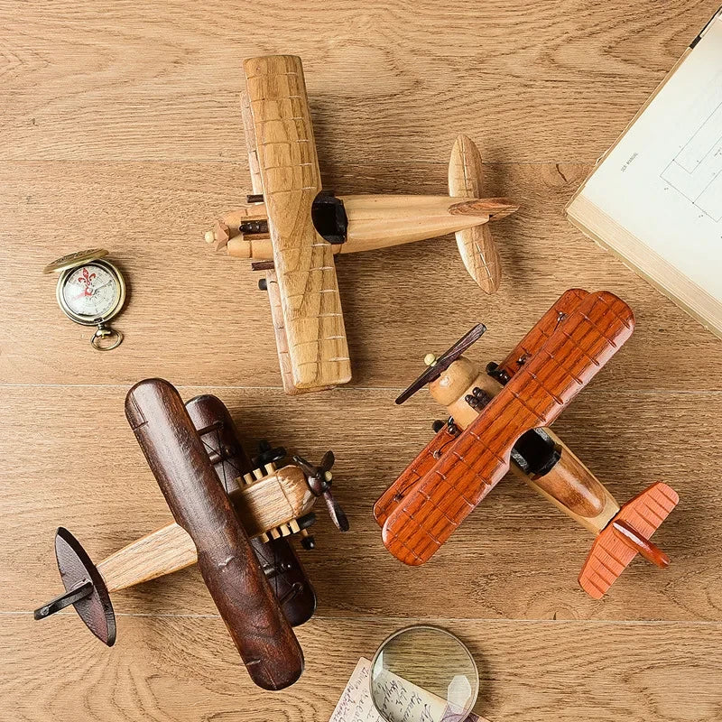 Solid Wood Airplane Decoration