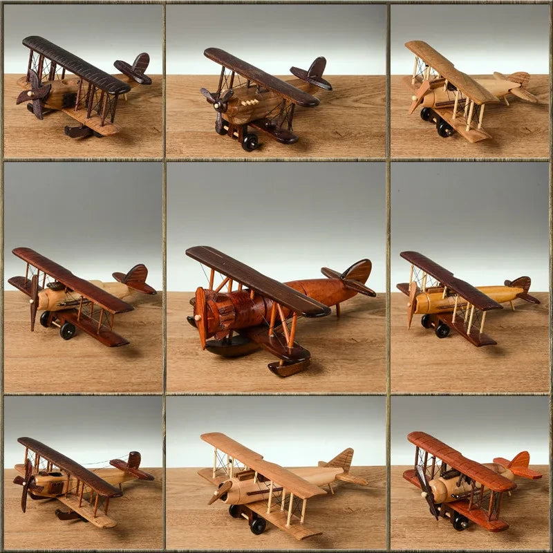 Solid Wood Airplane Decoration