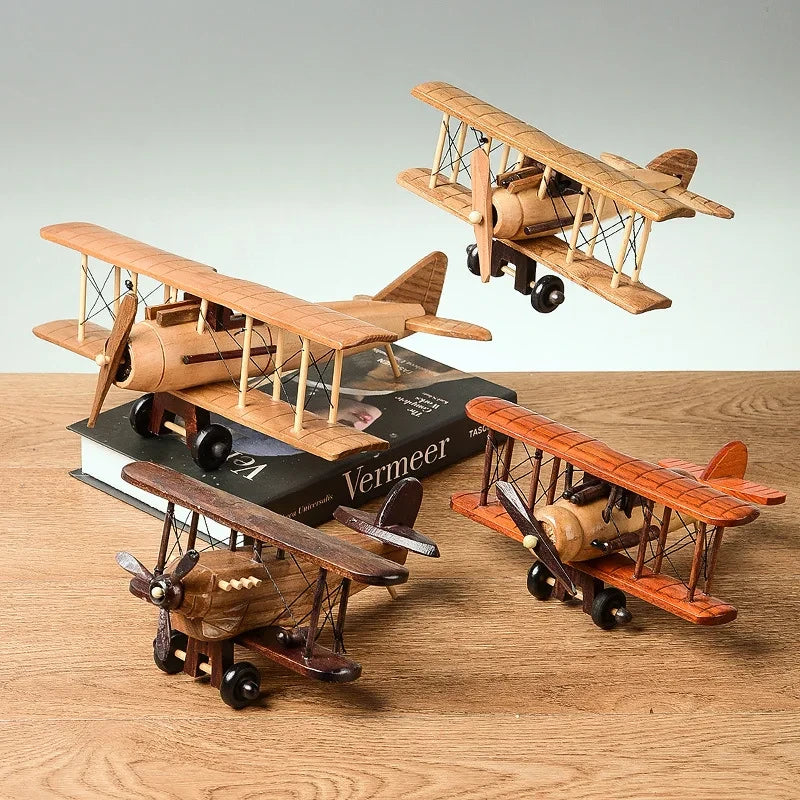 Solid Wood Airplane Decoration