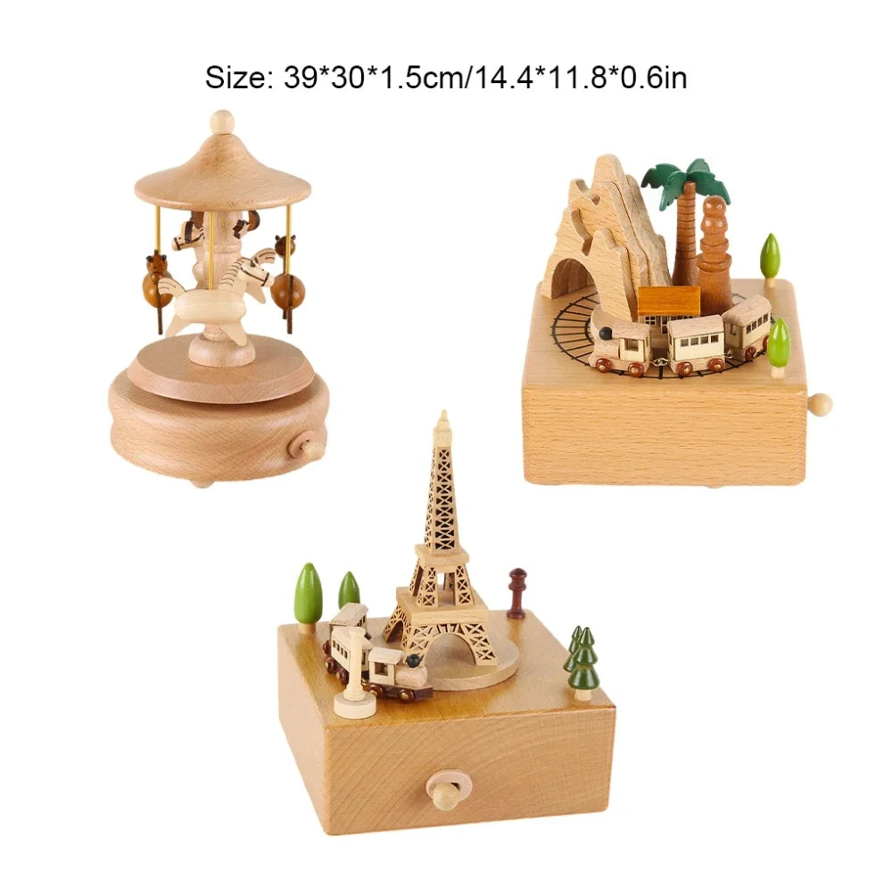 Wooden Carousel Music Box