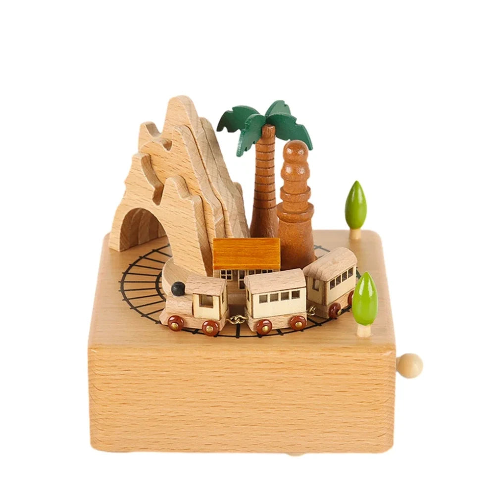 Wooden Carousel Music Box - Pinocchio village