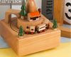 Wooden Carousel Music Box - Pinocchio village