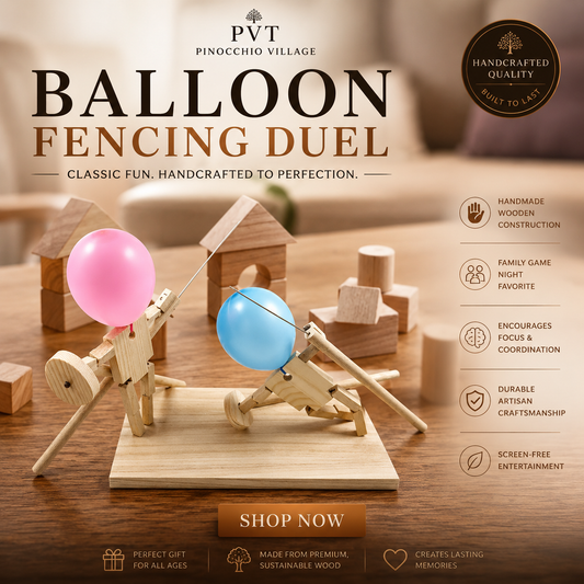 Wooden Robot Balloon Battle - Pinocchio village